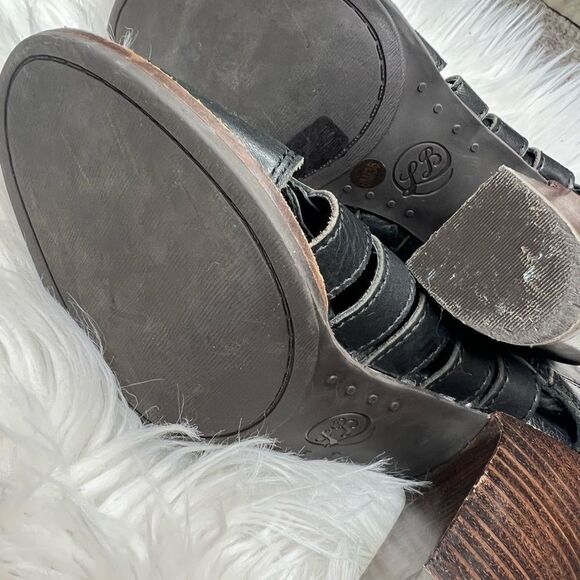 Lucky Brand open toe leather lace up cut out booties size 6 - Picture 4 of 6